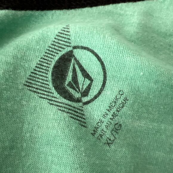 Volcom Shirt Women Extra Large Green Black Raglan Lightweight Baseball L/S Tee - Picture 5 of 14